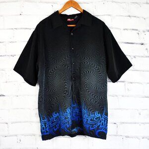 Street Culture Psychedelic Tribal / Graffiti Print Short Sleeve Button Up Shirt